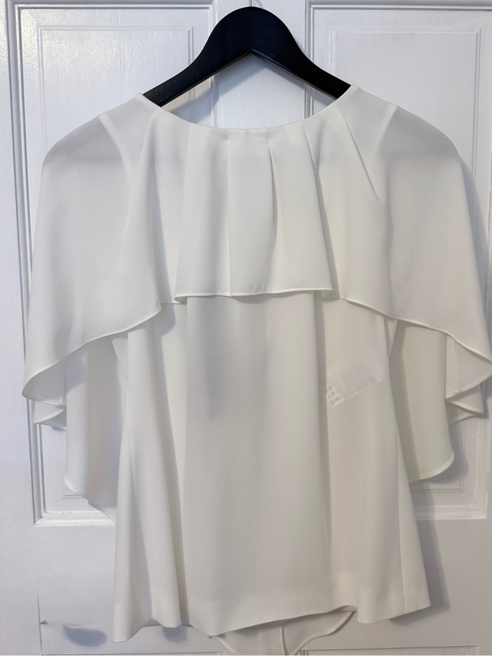 Escada White Ruffled Cape Blouse